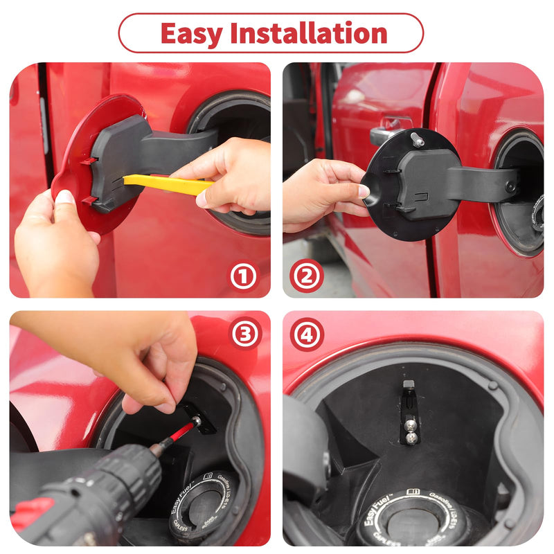Linskip Fuel Tank Cap Cover with Lock Replacement for Ford F150 & f150 Raptor 2015 2016 2017 2018 2019 2020, Sporty Style Gas Door Cover for 2015-2020 F150 Exterior Accessories(Lock, Black) Black A with lock