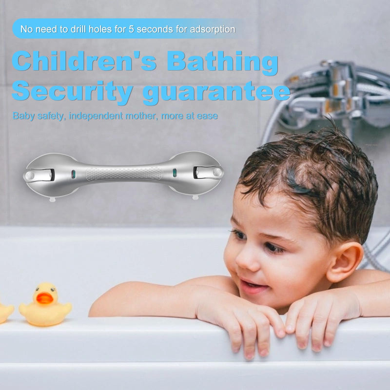 Suction Grab Bars for Bathtubs and Showers, Heavy Duty Shower Handle Removable Shower Handrails for Kids, Bathroom Safety Grip Waterproof(Silver) 1 White