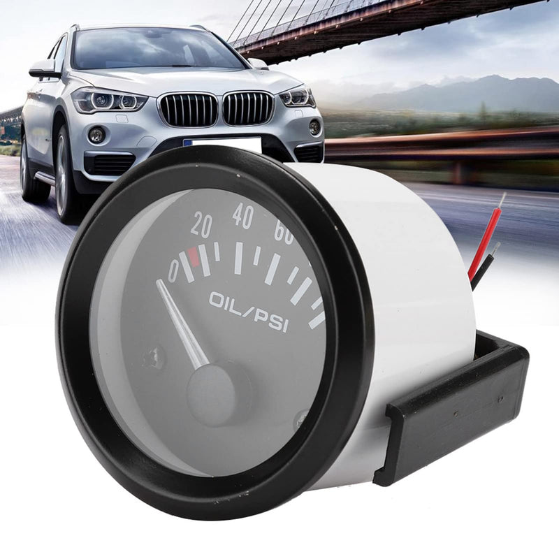 2in 100PSI Oil Pressure Gauge Kit, White Light Universal for 12V Car Truck
