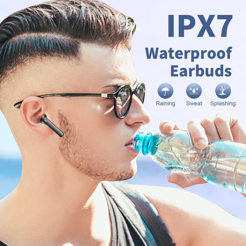 Wireless Earbuds Bluetooth 5.4 Headphones IPX7 Waterproof Earbuds | 48H Long Battery Life Ear buds, LED Display, HiFi Bass, Built-in Mic for Sports Office Home Earphones Black