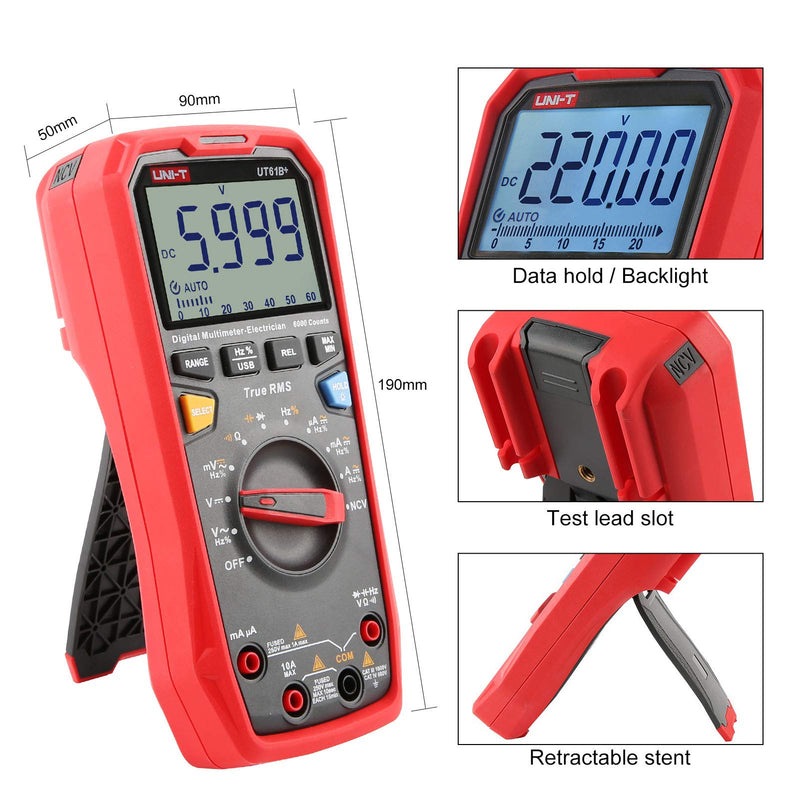 UNI-T UT61B+ Digital Multimeter True RMS AC/DC Voltage Current Resistance Capacitance Tester