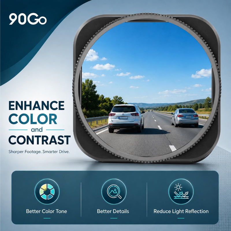 CPL Filter Compatible with TERUNSOUL D016 Dash Cam | Circular Polarizing Lens Filter for Front Camera, Anti-Glare Polarizer, Reduce Reflections, Multi-Coated HD Optical Glass