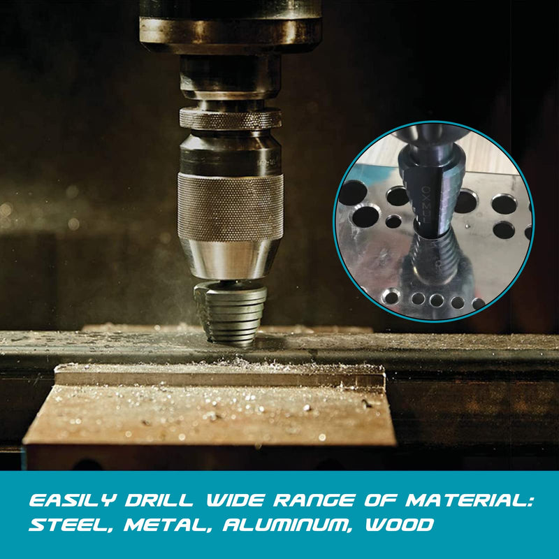 Step Drill Bit for Metal,1-3/8",Cobalt Drill Bits, | Heavy Duty for Stainless Steel, Hard Metal, Aluminum, Copper, Industrial Grade,5-Steps. Co138Z 7/8" to 1-3/8"