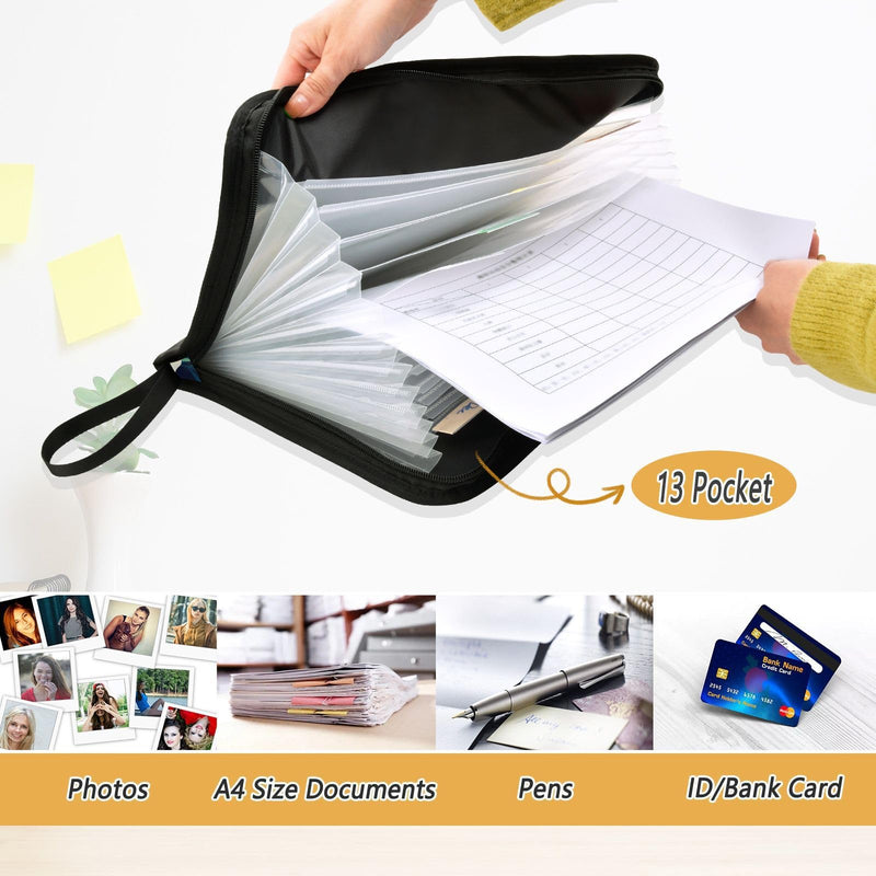 Hibiscus Plumeria Palm File Folders,Plastic Folders with 13 Pockets,Expandable File Folder for Documents School Students Office,Aesthetic Folder with Labels A4 Letter Size Multi 26