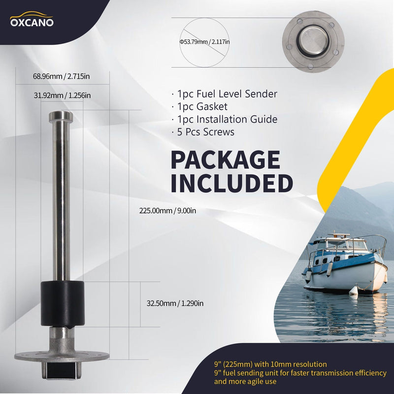 240-33 ohms 9"(225mm) Fuel Sending Unit Marine Boat Gas Tank Sender Fuel Gauge Sending Unit Sensor for Truck Car Fuel Water Level Gauge Sensor Stainless Steel Fuel Gas Tank Sender 240-33 ohms 9"(225mm)