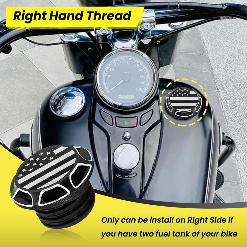 GUAIMI CNC Aluminum Fuel Gas Tank Oil Cap Compatible with Harley Sportster XL 1200 883 X48 Dyna (American Flag-Black) American Flag-Black