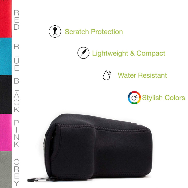 MegaGear MG1194 Ultra Light Neoprene Camera Case compatible with Canon EOS Rebel T8i, Kiss X10i, Rebel SL3, Kiss X10, Rebel SL2, Kiss X9, Rebel T7i, Kiss X9i (18-135 mm), 77D, 9000D, Rebel T6i - Black