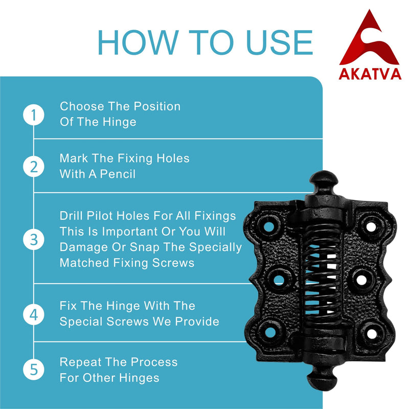Akatva Self Closing Gate Hinges - Gate Closer Heavy Duty Gate Hinges- Self Closing Metal Gates Hinges - Self Closing Hinges - Auto Close Gate Hinges - Natural Oil Black Finish