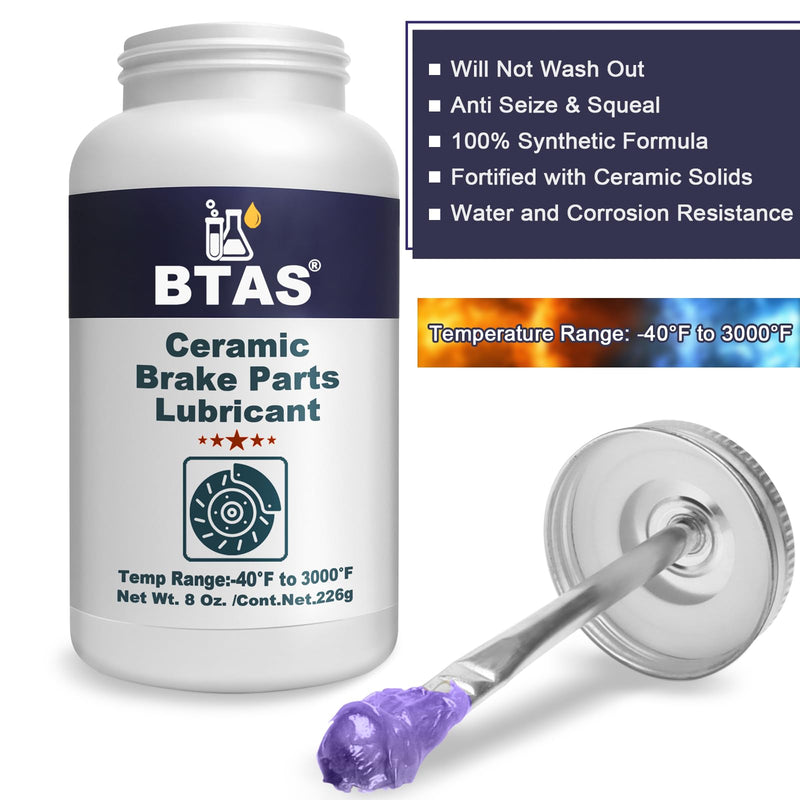 Brake Synthetic Ceramic Grease 8 oz,Anti Seize&Squeal Caliper Pad Pin Parts Assembly Lubricant,Resistant to High Temp Rust and Corrosion with Brush for Automotive