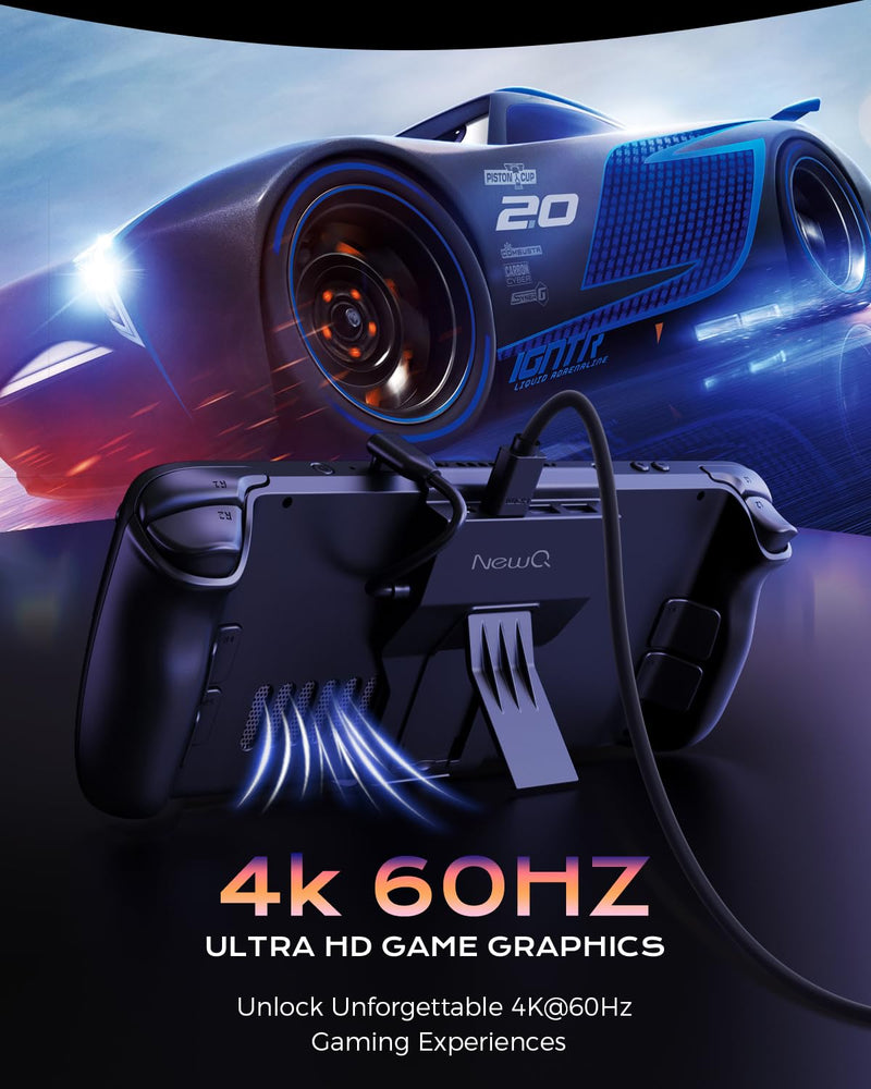 Steam Deck Dock for Steam Deck/OLED with Foldable Stand, HDMI 4K@60Hz, 2 USB A 3.0, 100W Max PD-in, Portable or Desktop Accessories, Perfectly Match The Heat Dissipation Holes USB3.0 Version