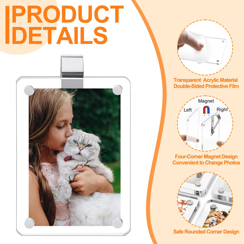 2Pcs Car Picture Holder, Acrylic Magnetic Visor Photo Clip, Personalized Picture Frame, Decorate your Car Visor Clip with Family & Personal Photos 2