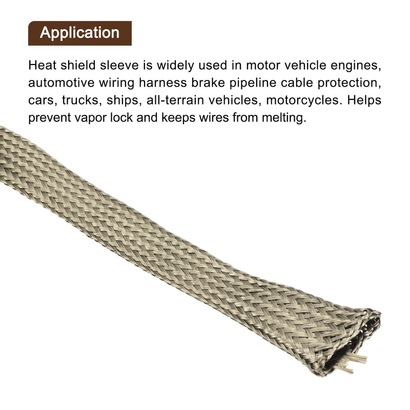 MECCANIXITY Heat Shield Sleeve, 3/8" ID 10 Feet Heat Sleeve Automotive Wire Heat Shield Fuel Line Heat Shield Sleeve Heat Sleeve Heat Wrap 800 Degree for Wires, Titanium Color 0.4" ID 10 Feet