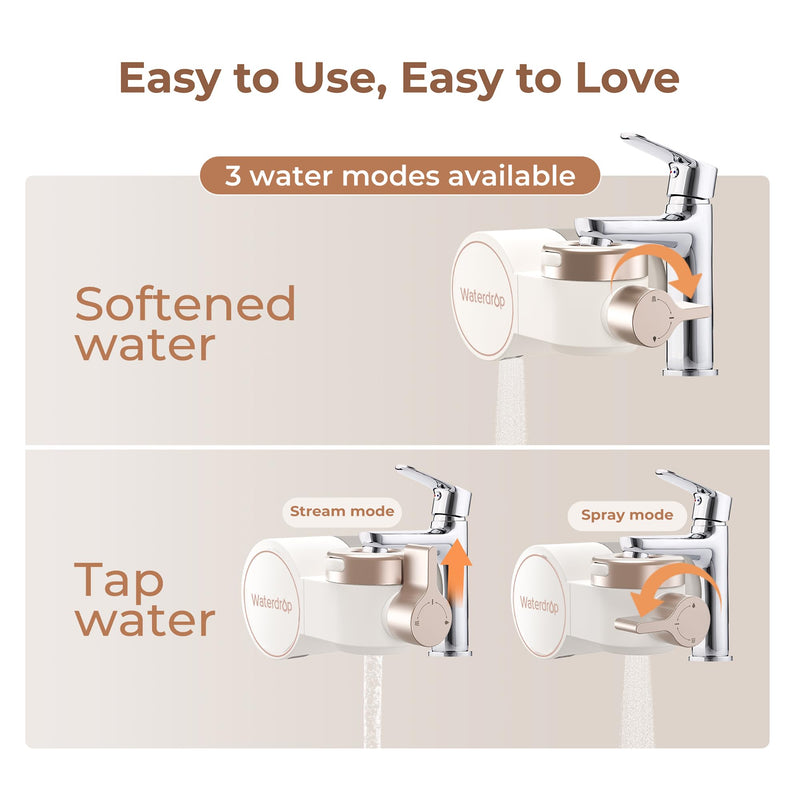 Waterdrop BFT1 Skincare Bathroom Sink Filter, Water Filter for Sink Faucet, 0.000001 mm, Reduces 99.9% Chlorine, Skin Redness & Scale Control, Water Softner, NSF Certified (1 Filter Included) Rose Gold-BFT1