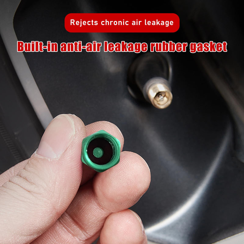 Ziciner 8 PCS Car Tire Valve Stem Caps, Aluminum Alloy Wheel Valve Covers with Rubber O-Ring, Corrosion Resistant Leak-Proof Tire Air Cap Set, Universal for SUV, Truck, Motorcycle, Bike (Green) Green
