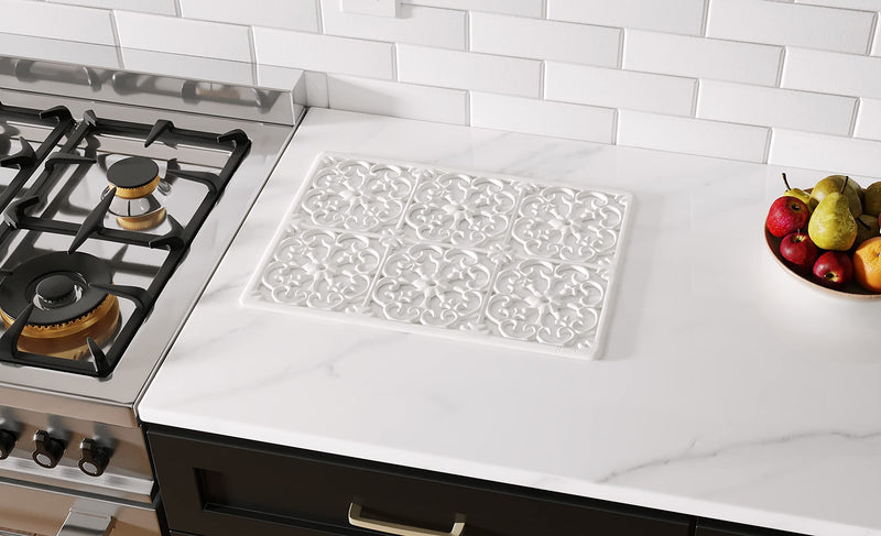 GASARE, Extra Large, Thick, Silicone Trivet for Hot Dishes, Pots, and Pans, Heat Resistant Mat for Countertop, Hot Pad for Kitchen, Easy to Clean, 16 x 12 x 3/8 Inches, White 16 x 12 Inches