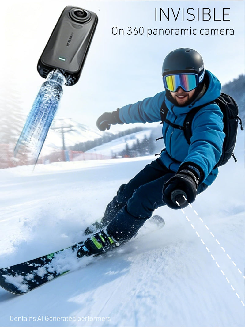 65'' Invisible Selfie Stick Tripod for Insta360 X5/X4/X3/GO 3s/Ace Pro 2/X2 | Auto Pop Open Action Camera Tripod | 2-in-1 Extendable Rod for Luna Ultra/DJI Osmo Pocket 3/4/360/Action 5/4, for GoPro 13/12