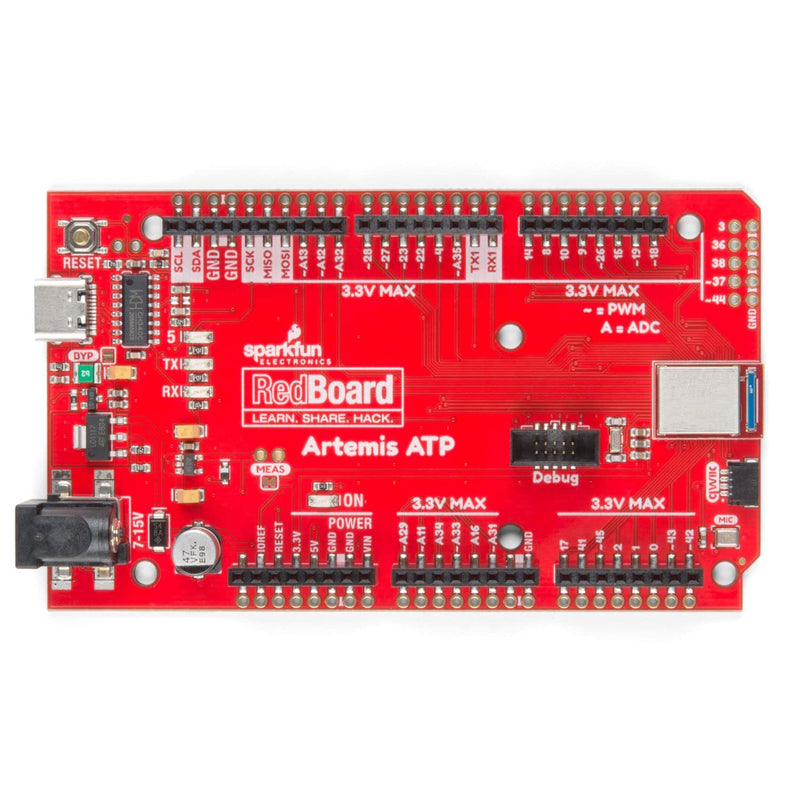 SparkFun RedBoard Artemis ATP - Machine Learning Development Board Includes 1 megabyte Flash USB-C Qwiic I2C MEMS Microphone Compatible with Arduino IDE Platform Run TenserFlow Models Mega Footprint