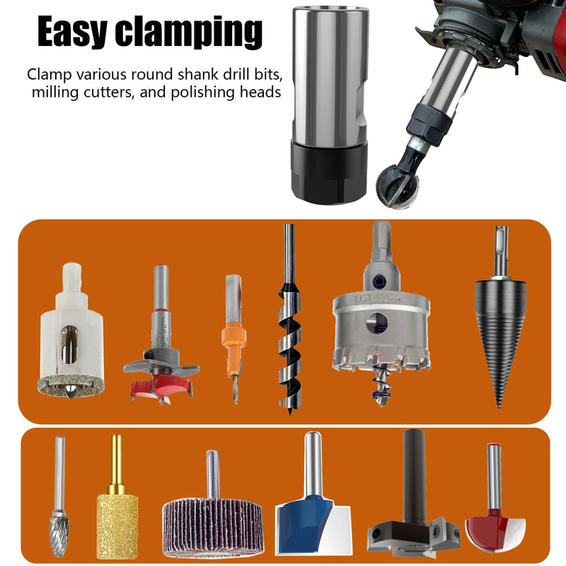 5/8"-11 Thread Angle Grinder Extension Shaft Set Electric Drill Conversion Collets Adapter Woodworking Tool Accessories Include Spring Collet (6, 1/4, 8, 9.5, 10, 1/2) 7PCS 5/8-11 Thread