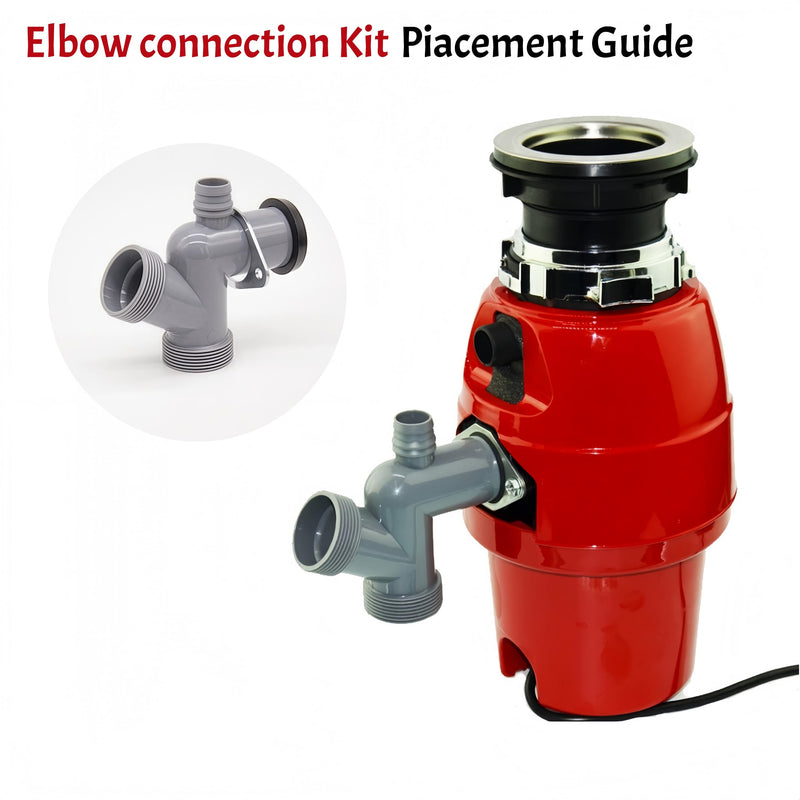 Garbage Disposal Drain Kit, Elbow Replacement, 1-1/2" Pipe Diameter, Includes Elbow, Flange, Gasket, Two Screws, and Two Extendable Drain Pipes