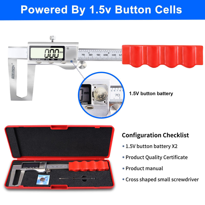 GODESON Disc Brake Rotor Micrometer,Digital Caliper Measuring Tool for Disc Brake-6 Inch/150mm,Brake Measuring Tool wtih Caliper- Inch/Metric Conversion, Brake Caliper with Stainless Steel 6 INCH