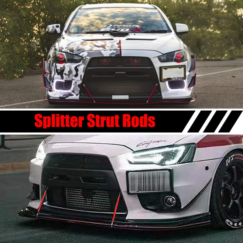 2PCS 8"-11" Adjustable Front Bumper Lip Splitter Diffuser Strut Rod Universal Bumper Lip Support Rods Compatible with Most Car Vehicles (Red) Red 8”-11”