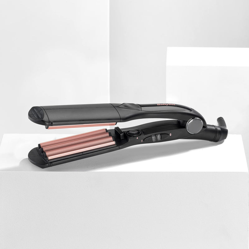 BaByliss Hair Crimper - Tourmaline Ceramic Coated Crimping Iron, 10 Heat Settings up to 210°C, Texture & Volume Styling Tool, Black, 2165CU Gold