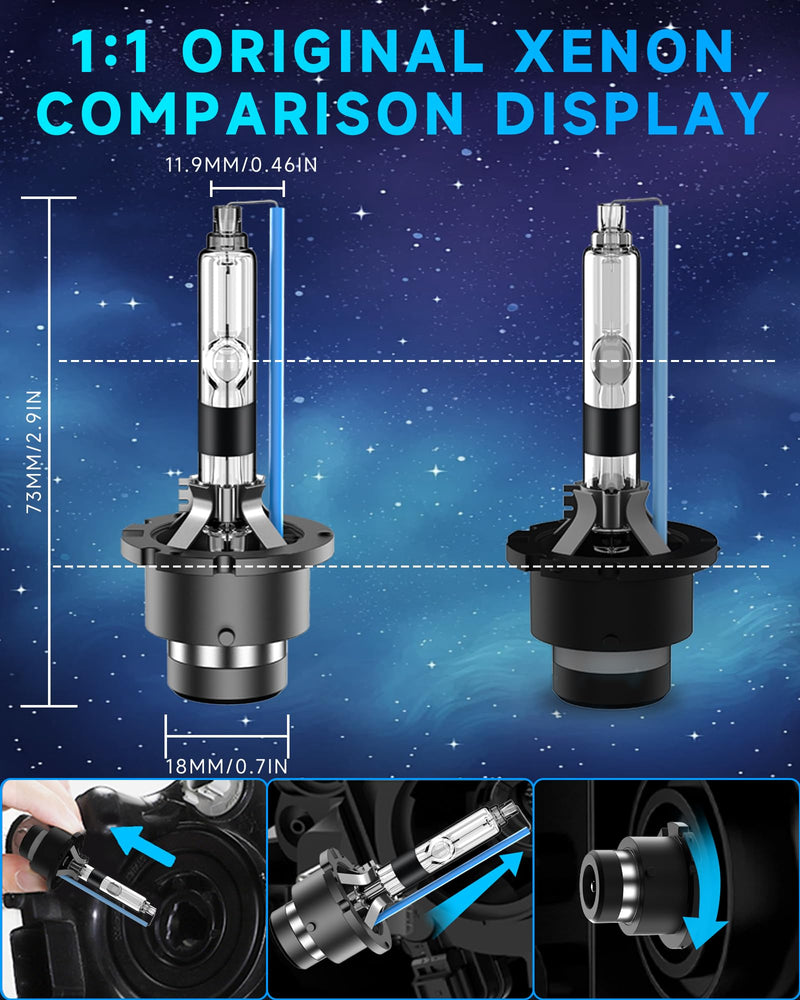 Fit for 2001-2003 Acura CL CSX RL TL D2R HID Xenon Headlight Bulbs, 350% Brightness, Low Beam Light Bulb, 8000K White Blue, Plug and Play, Pack of 2 D2R-8000K