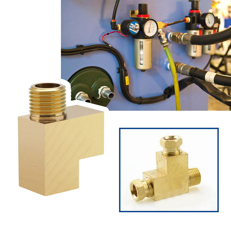 ECSiNG Angle Adapter M10x1 T-Distributor Oil Pressure Sensor Tee Connecter Oil Pressure Gauge Adapter M10x1 Male to 2 M10x1 Female Adapter Brass 1
