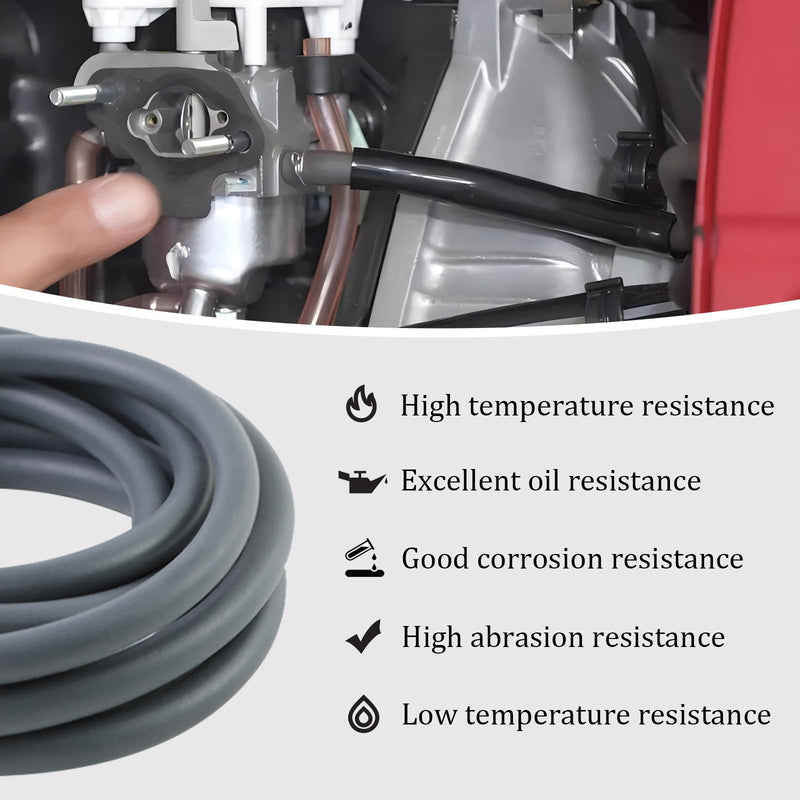 10 Feet 3/16 Inch ID Fuel Line Hose Compatible with Honda Champion Predator Briggs & Stratton Kohler Kawasaki Small Engine Generator Kart Minibike Rubber Fuel Hose with 20 Clamps 3/16" ID-10ft