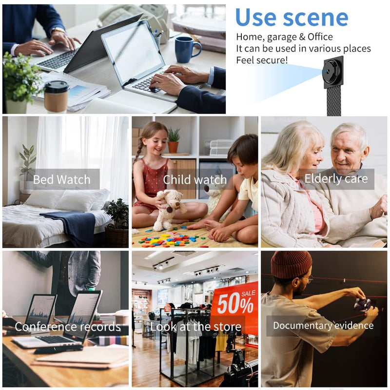 Mini WiFi Security Camera 4K HD, Portable Wireless Indoor Camera with Motion Alerts, Remote Monitoring, Local Storage Support, Compact Camera for Home, Pets, Office and Travel