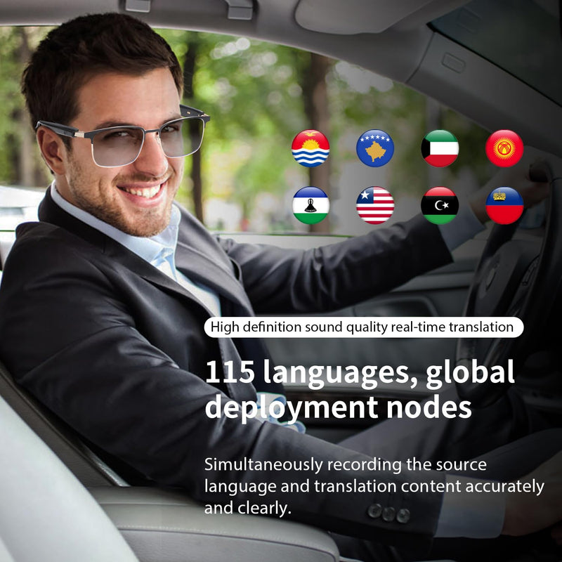 Smart AI Translator Glasses, Blue Light Glasses for Woman Men, Simultaneous Interpretation Eyeglasses for 110+ Languages, Real-Time Translation, Photochromic Lenses, AI Smart Sunglasses for Travel -G GS06-AI Glasses-Gold