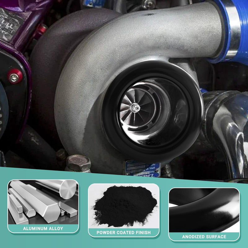 Velocity Stack Adapter, Aluminum Decorative Air Intake Turbo Guard 4 Inch Air Inlet Stack- Black