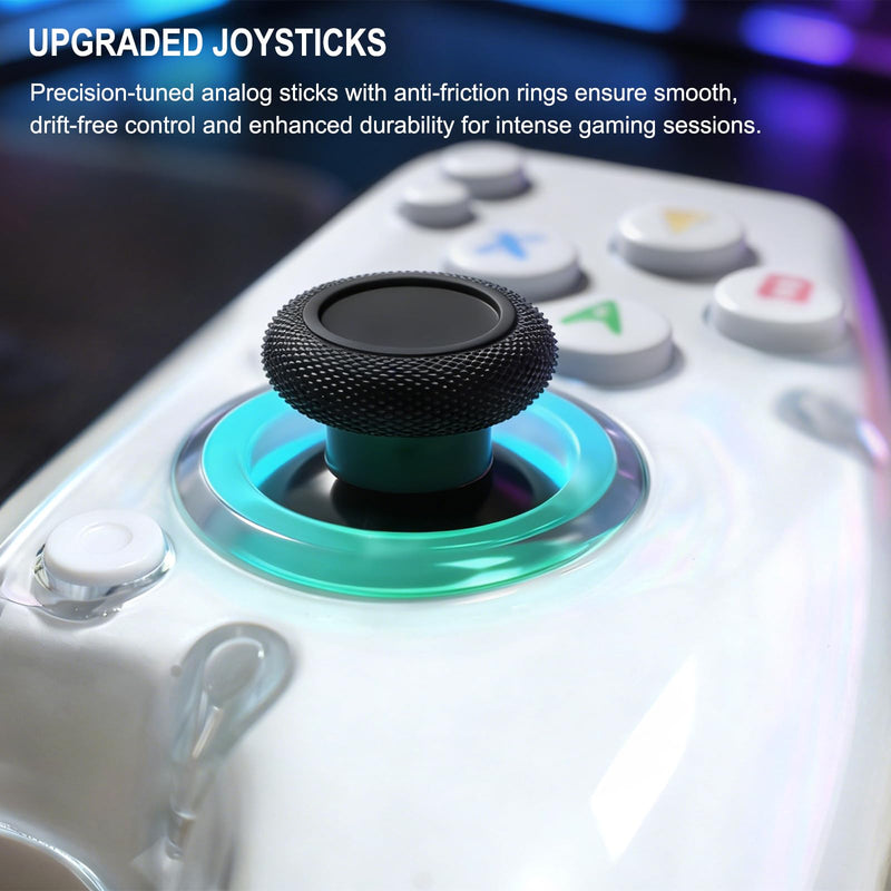 Joso Phone Controller for iPhone (All Model) & Android, Enhanced Grip, Case-Friendly Wireless Mobile Gaming Controller with 7 Color Lights, Turbo, 6-Axis, Dual Vibration