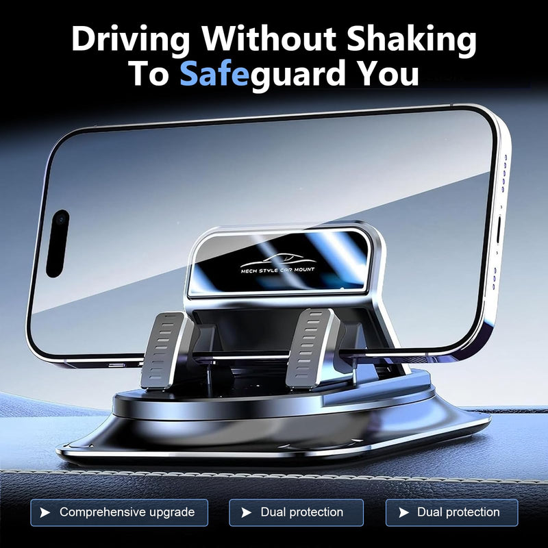 Car Dashboard Phone Holder, 360 Degrees Rotation Cell Phone Mount, Non-Slip Anti-Shake One-Handed Removal Placement Navigation Bracket, Universal for Most Cars (Black)