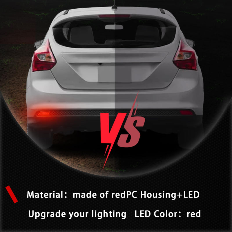  [AUSTRALIA] - LED Rear Bumper Reflectors Light Fog Brake Tail Lamps Compatible with Ford Focus 2012-2018 Pair Driver and Passenger Side Sedan/Hatchback (Not Fit ST& SEL) 12-14 Stock Reflector Trim (Red) Red