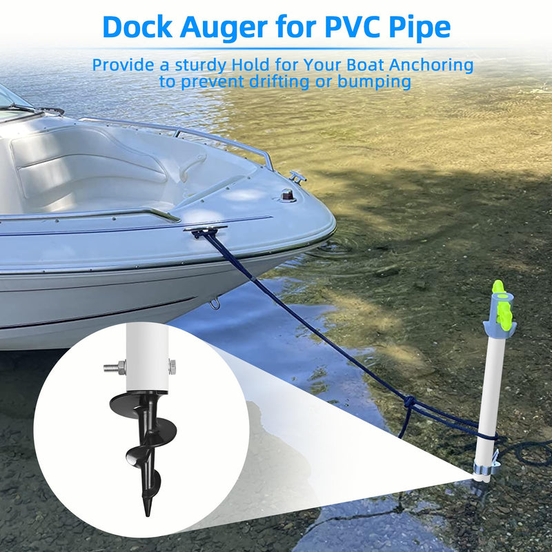 Dock Auger Sand Auger Boat Anchor for PVC Tubing Sandbar Anchor,Sand Anchor for Boat,Dock Auger Fit 1.5" Schedule 40 PVC with 1.57" ID,for Secure Pontoon Boat Beach Umbrella Shallow Water Anchor 2 Pack Sand Augers