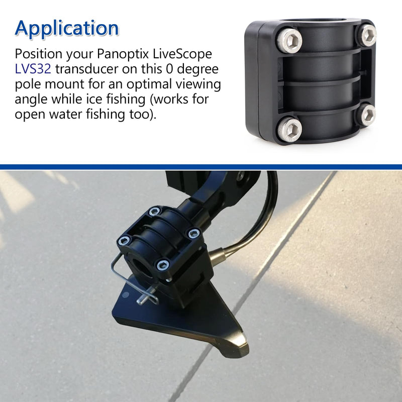 0 Degree Livescope Pole Mount Accessories Fit for Panoptix LiveScope LVS32 transducer, for Use with LiveScope Ice Fishing Bundle & LiveScope System Replace 010-12676-15 0101267615