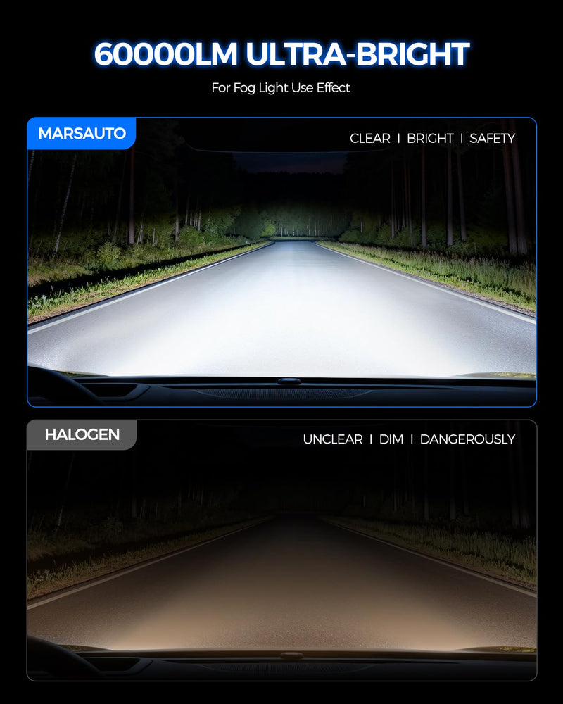 Marsauto - H7 led lights for car - High Performance Halogen Headlight Bulb, High Beam, Low Beam and Fog Replacement Bulb (Contains 2 Bulbs) White