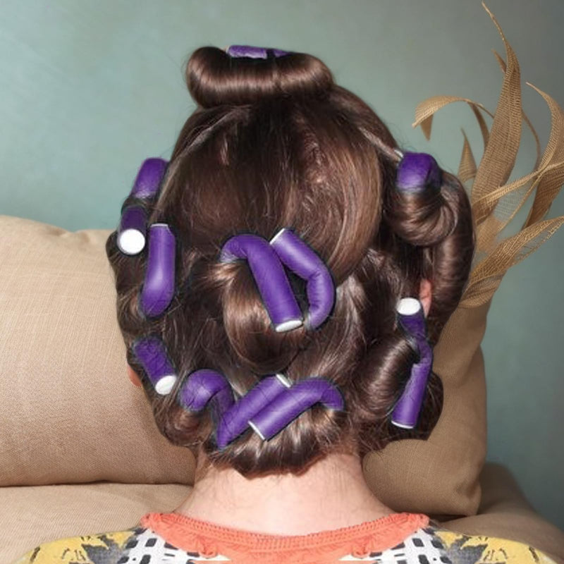 20 PCS Flexible Hair Curler, 9.45" Bendy Hair Rollers, Durable Foam Curler Roller, Heatless Curlers for Long, Short Hair, DIY Sleeping Styling Hairdressing, Hair Salon (Pink&Purple) Pink&Purple