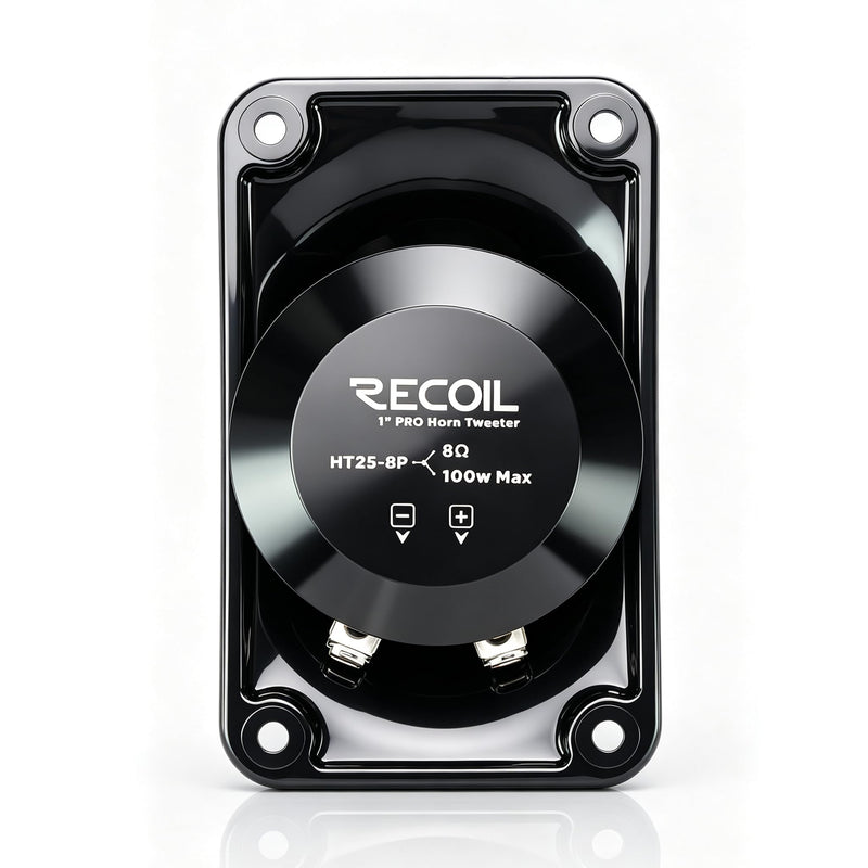 RECOIL HT25-8P Pair PRO Horn Tweeter 100W Max Power Audio Capacitor Car | 25mm Neodymium Driver 1" Voice Coil 8 Ohms
