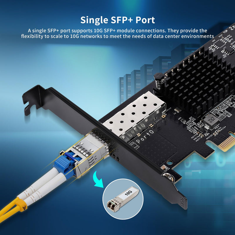 10Gbe PCI-E NIC with 82599EN(X520-DA1) Controller, 10Gb Single Port SFP+ PCI-E Network Card, GiGaPlus 10Gbps PCI Express Ethernet LAN Adapter, Supports Windows/Windows Server/VMware X520-1S