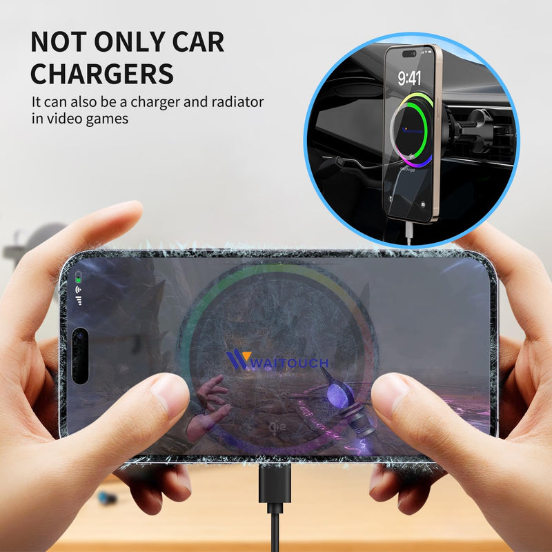 Qi2 15W Wireless Car Charger Mount[Fastest Charging Speed] Car Charger for iPhone 16/15/14/13/12 Pro Max/Mini and Others Phone, ice Cooling Charging, Phone Cooler for Car, with Air Vent Holder
