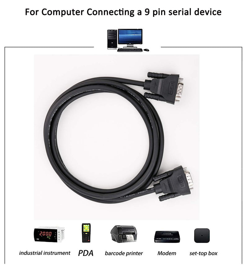 DTech RS232 Cable 15ft Null Modem DB9 to DB9 Serial Cable Male to Male RS-232 Cord Cross TX RX line for Data Communication (15 Feet, Black)