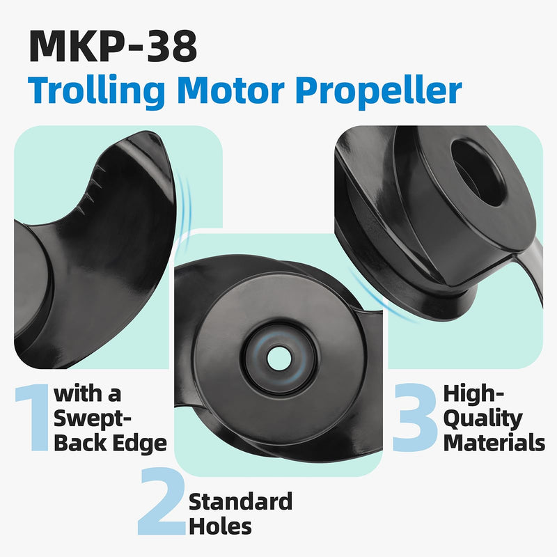 MKP-38 Prop Replacement for Minn kota Trolling Motor Propller, MKP-38 Weedless Wedge 2 Fits 4-1/2" Motor Diameter, 1865023 Replace 1378160 Prop Kit, Trolling Motor Replacement Parts