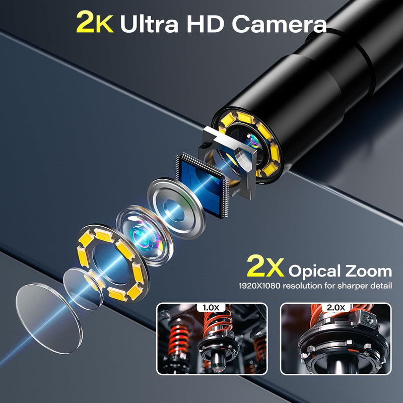 Handheld Endoscope Camera with Light – 16.5FT Semi-Rigid Cable 4.3'' IPS Screen Snake Camera with 8 LED Lights, IP67 Waterproof Borescope for Automotive Repair, Plumbing Inspection, HVAC