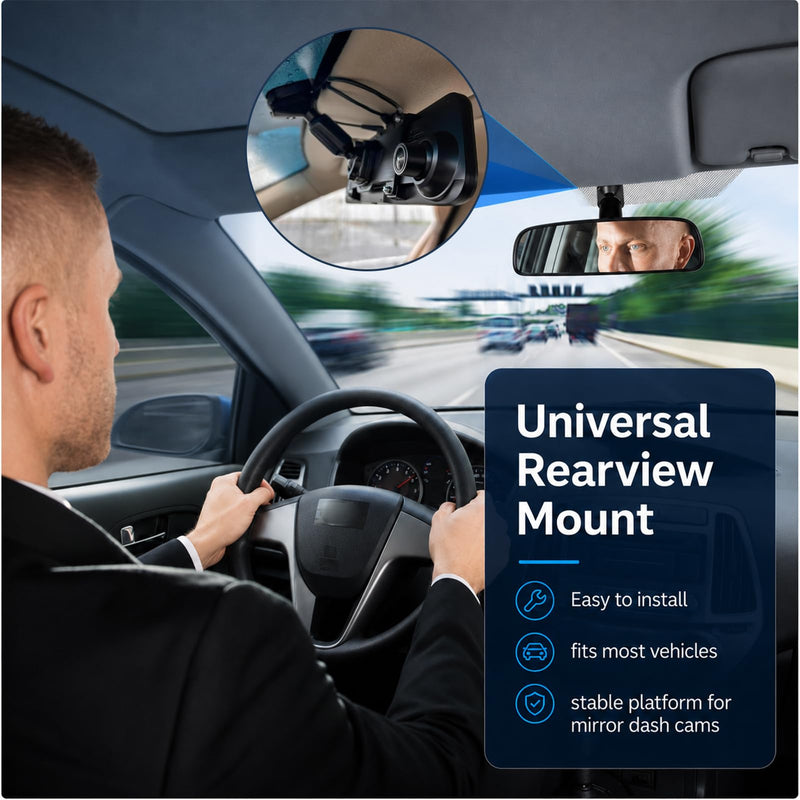 Dash Cam Mirror Mount with Back Plate Panel,for 5.5" to 12" | Rear View Mirror Mounting Kit,Rear View Mirror Camera Mount,Universal Rearview Mirror Mount,Anti Shake OEM Look Replacement