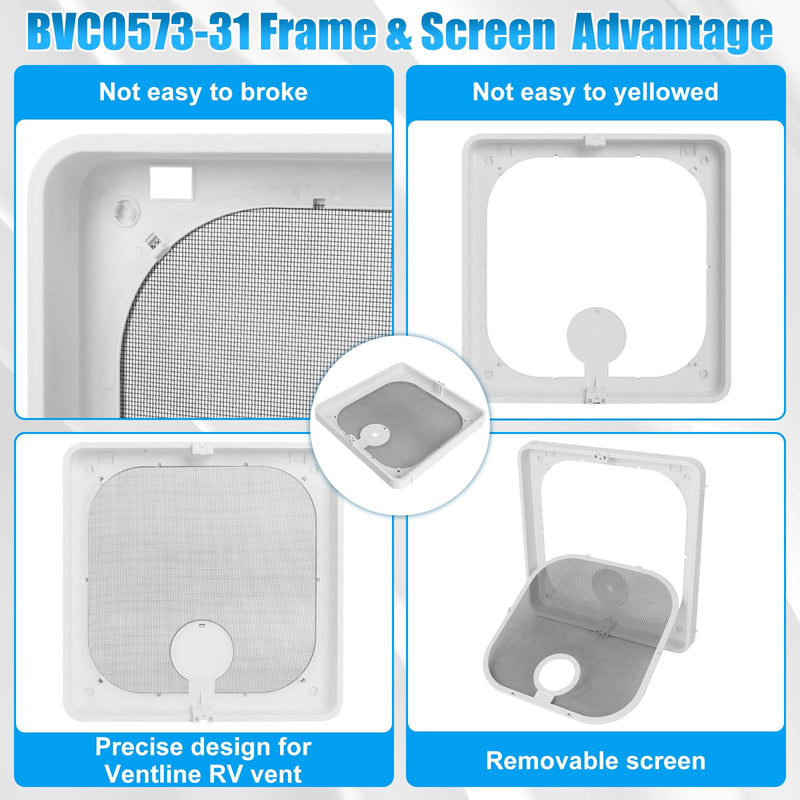 Frame with Removable Screen Compatible with Ventline Ventadome Roof Vent V2092,V2094, V2110,V2119,V2310,V2392 13.5"X13.5" Birch White