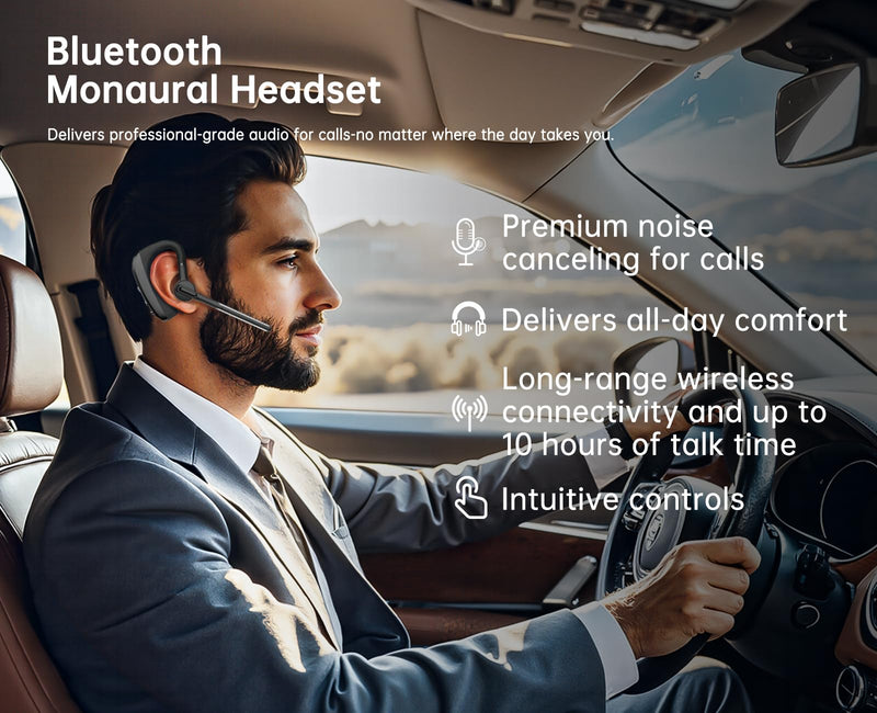 Single Sided Trucker Bluetooth Earpiece, Flip Boom Mic for Driving Calls | CVC 8.0 Dual Mics, 20H Battery, 270° Rotatable Boom Arm, Mute Control, Wide Compatibility for Phones & PC
