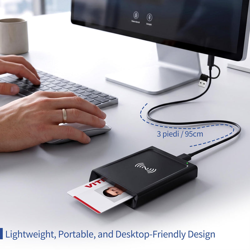 NFC Smart Card Reader, Contact & Contactless ID and Bank Chip Card Reader | CAC Reader for DOD Military, 2-in-1 USB-A/USB-C, for Windows/Mac/Android/Linux