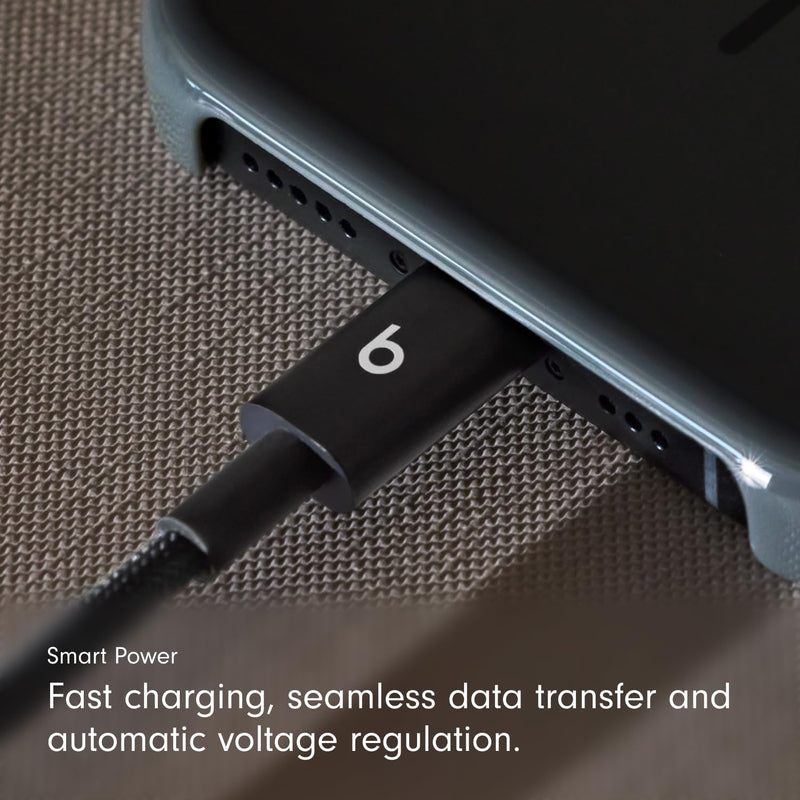 Beats USB-A to USB-C Woven Cable 2 Pack Fast Charging Durable/Tangle-Free Compatible Charger for Apple & Android Devices (1.5 m, 5 ft) - Bolt Black 5ft - 2 pack